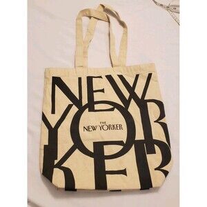The New Yorker Magazine Tote Bag Canvas White Black Shopper Open Top Reusable